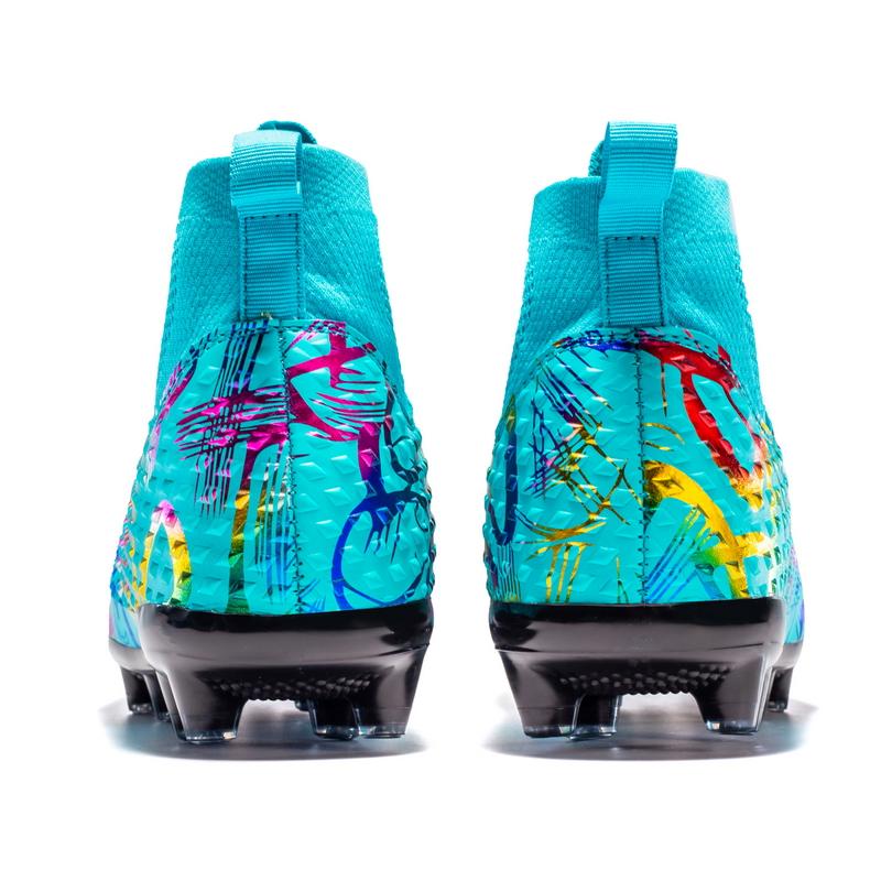 Unisex Football Boots Men's High -top Elastic Socks Mouth Leather Art Lawn Long Nail Football Shoes Children Big Size Football Boots