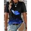 Яркая красочная футболка с рисунком бабочек для женщин, футболки с цветочным 3D-принтом, модные свободные футболки с короткими рукавами и круглым вырезом