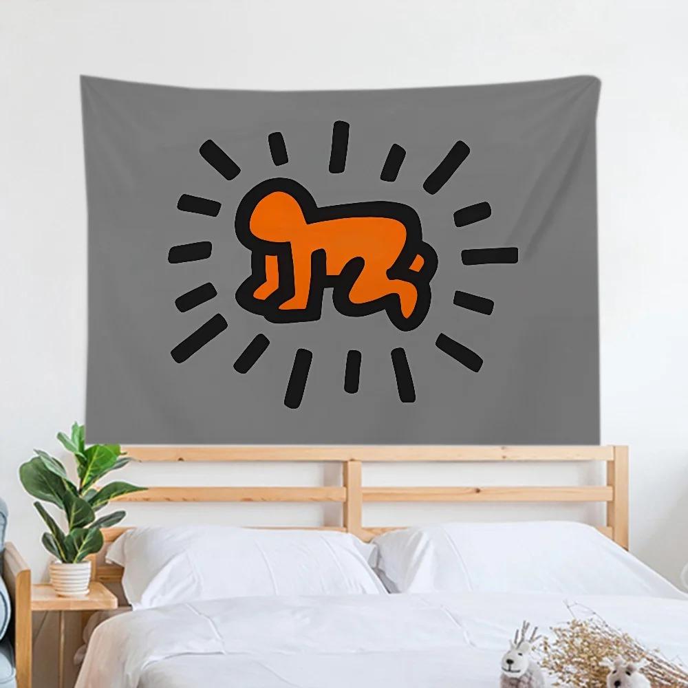 Haring Геометрический Граффити Простой Гобелен Офис Гостиная Украшения Дома Настенный Гобелен