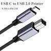 Плетеный кабель USB C на USB B 2.0 для принтера/сканера Epson HP Canon Brother MacBook Pro MIDI Type C