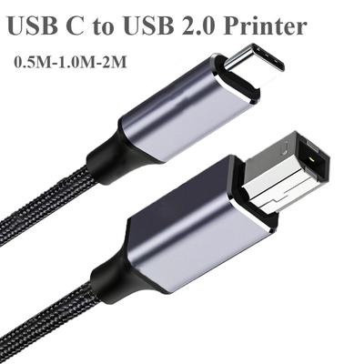 Плетеный кабель USB C на USB B 2.0 для принтера/сканера Epson HP Canon Brother MacBook Pro MIDI Type C