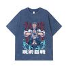 275 GSM Washed T-shirts 100% Cotton Jujutsu Kaisen V49 Gojo Sukuna Print Unisex Heavy Cotton T Shirt
