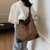 Leopard Print Large Capacity Tote Bag Women's Vintage Canvas Shoulder Crossbody Bag