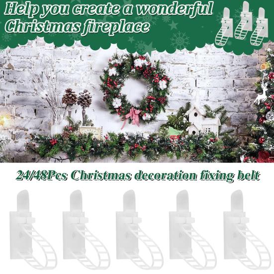 24/48 шт. рождественская гирлянда, вешалка, регулируемые крючки для гирлянд, держатель для рождественских чулок, многоразовые клейкие ремни для декора камина и окна