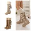 Women's Fashion Lace Round Toe Scrub High Heel Snow Boots