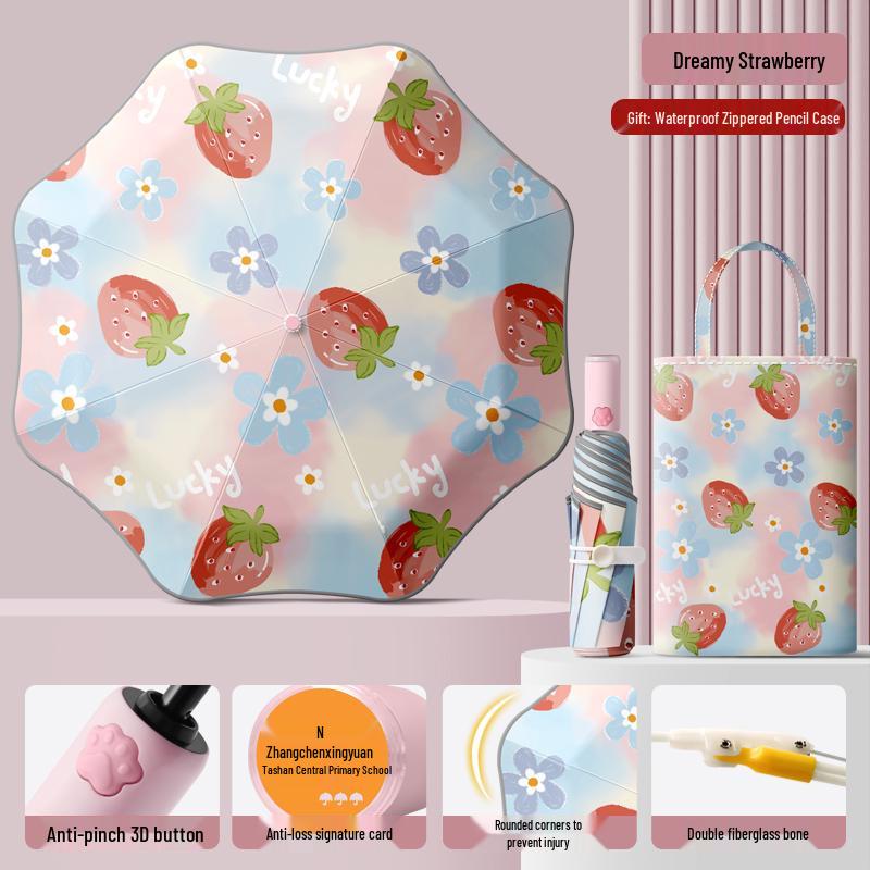 Автоматический складной детский зонт двойного назначения с кольцевой пряжкой – Защита от солнца для школьников и школьниц