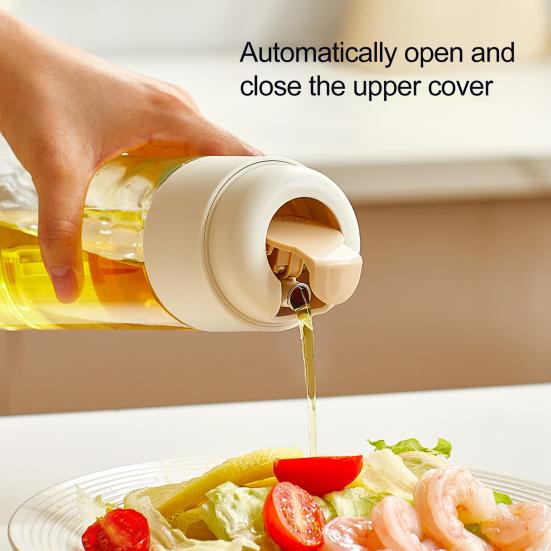 Automatic Oil Dispenser Glass Kitchen Oil Bottle with Drip-Free Spout 320ml/500ml Leakproof Sauce Cruet for Olive Oil Vinegar Soy Sauce Wine