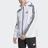 Adidas Solid Color Three-Stripe Print Logo Zip Hoodie Jacket Men Outerwear White IB0382