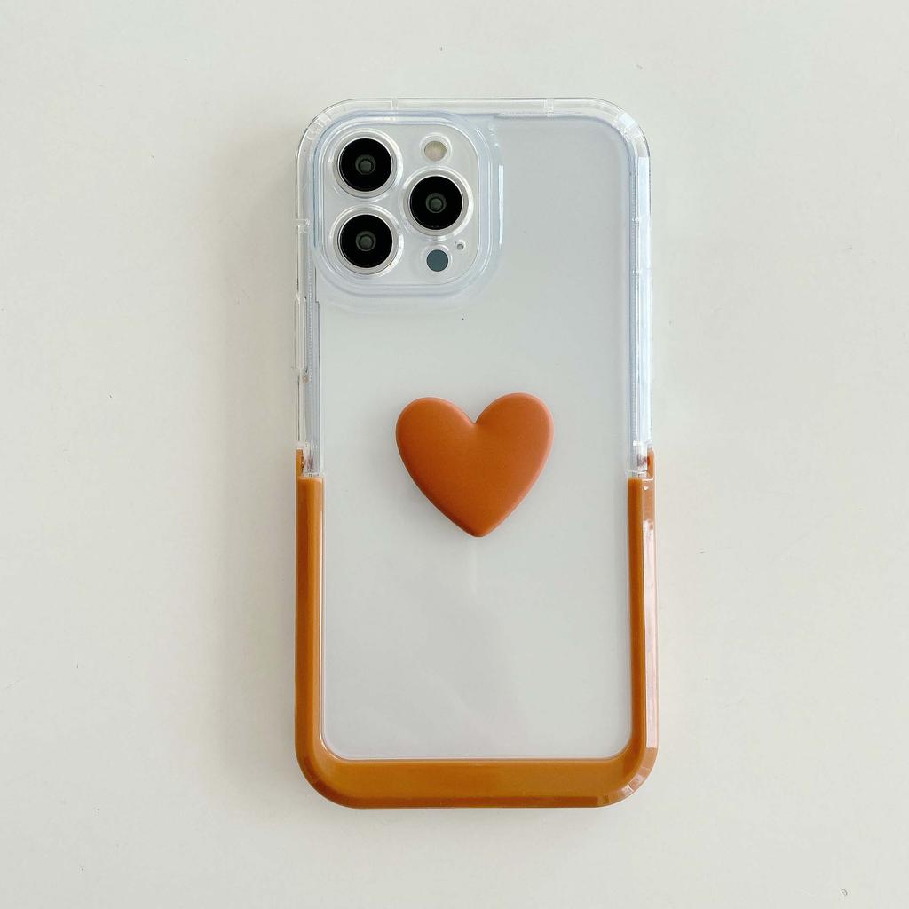 6 цветов Ins Love 3d Heart Cute Stand Holder Чехол для телефона с мультяшной парой для Iphone 13 Pro Max 11 12 Promax Противоударная задняя крышка