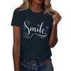 Женская футболка с круглым вырезом и коротким рукавом с принтом в виде буквы «улыбка»