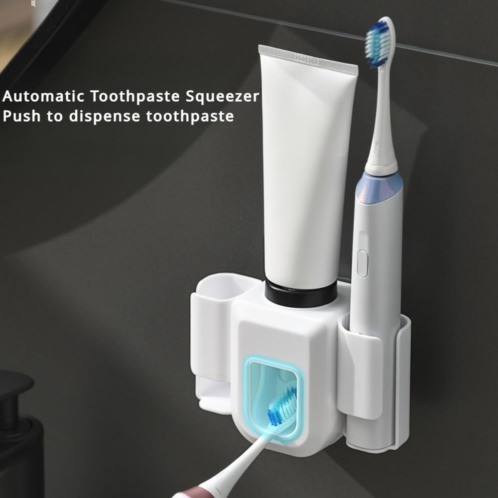 Electric Toothbrush HolderLazy Automatic Toothpaste SqueezerWall Mounted No-Punch Toothpaste Holder