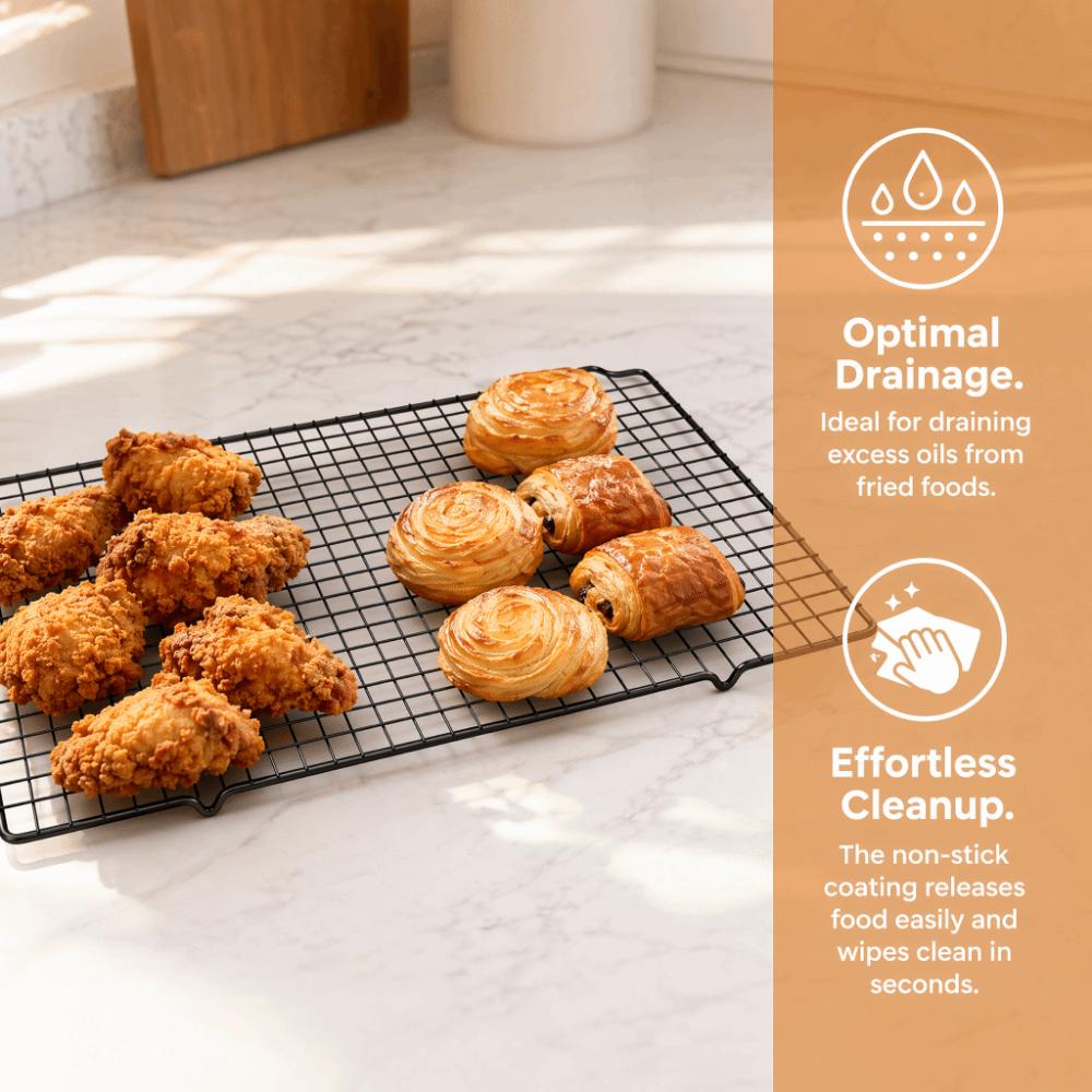 16x10 Inch Baking Cooling Rack Nonstick Surface BBQ Grill Mesh Wire Cooking Net Cooling Pastries