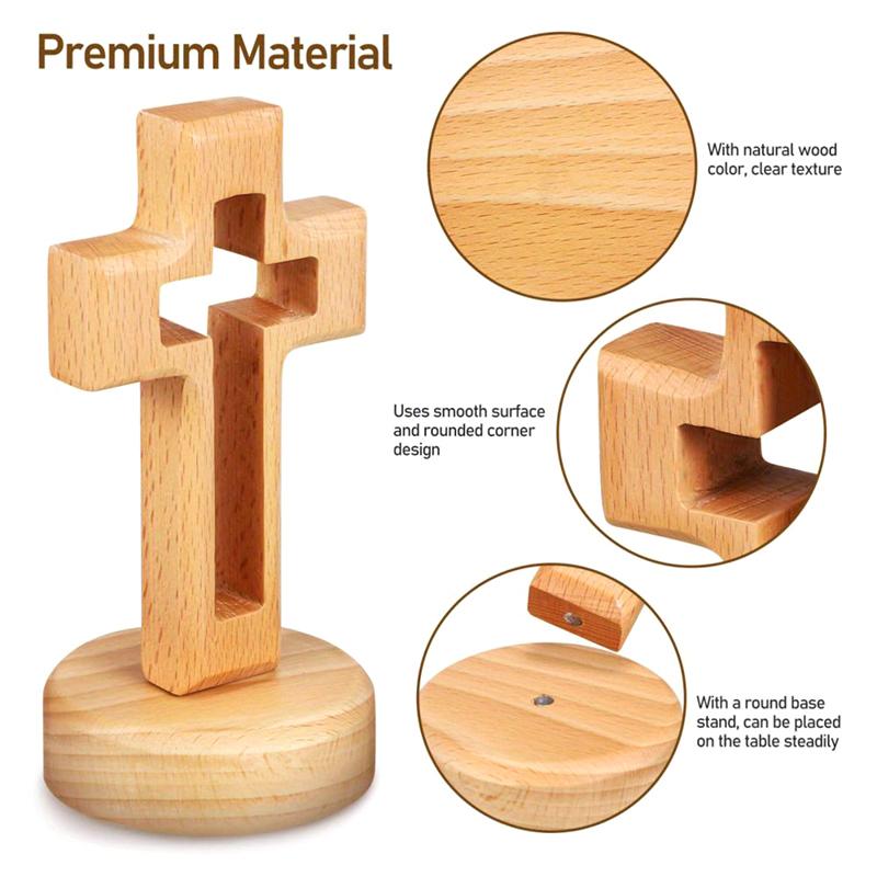 Cross Wood Crucifix Standing Jesus Wall Wooden Religious Christian Table Decoration Gifts Holy Church Religious Ornament Statue