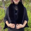 Женский вязаный пончо-накидка с воротником из искусственного меха, вязаный шарф-накидка с кисточками, теплый свободный кардиган-пальто для осени и зимы