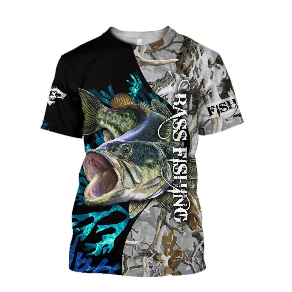 Men's Summer T-shirt Brook Trout Fishing 3D Printed Harajuku Casual Short Sleeve T-shirt Unisex Neutral Outdoor Quick Drying Top