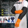 Heavy Duty Long Rubber Gloves Non-Slip Thickened Drain Cleaning Gloves Velvet Lining 70cm Rubber Work Gloves Gardening