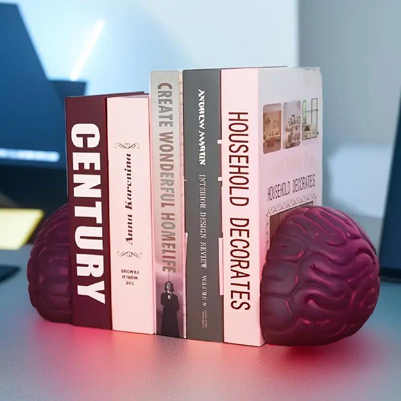2pcs Heavy Duty Bookends Extra Strong Brain-Shaped Bookends