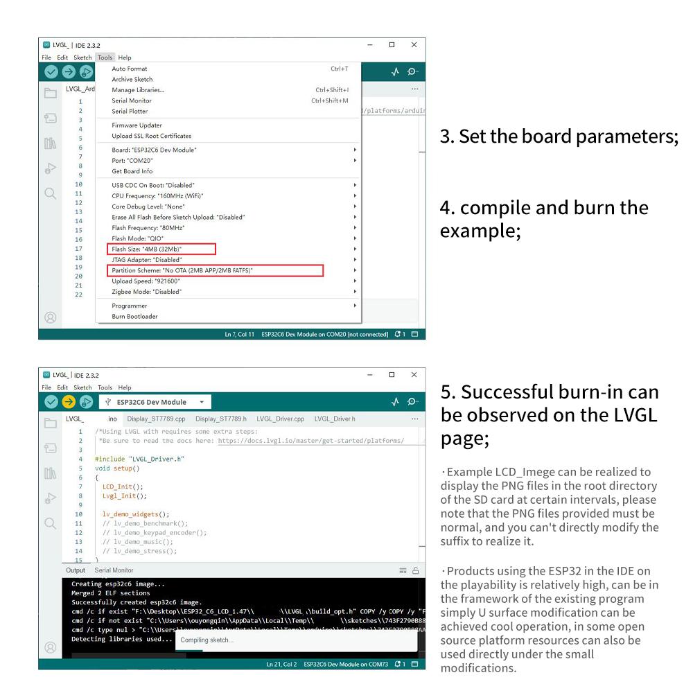 Плата разработки ЖК-экрана Wifi 6 Bluetooth 5 встроенный RGB цветной 1,47-дюймовый TFT светодиодный экран USB Type-C интерфейс