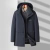 Men's Hooded Down Jacket Winter New Live-face Goose Down Jacket with Removable Liner Men's Thick Coat