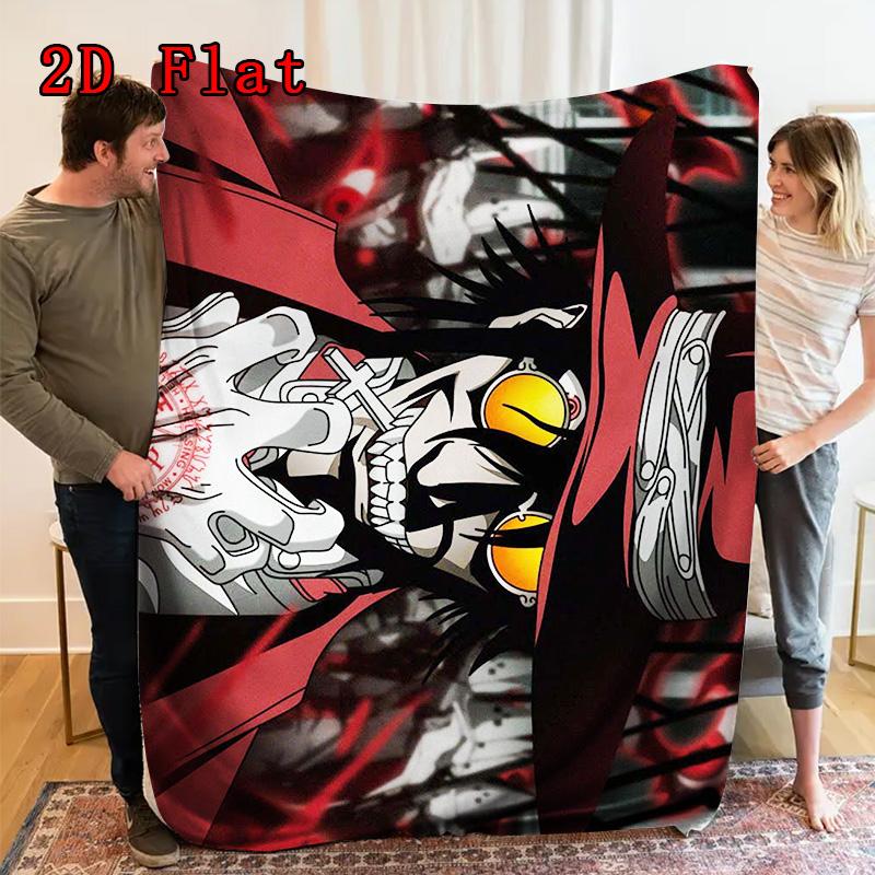 Anime-style character print 2D Flat Pattern Flannel Blanket High quality All Seasons Warmth and Comfort Perfect for Christmas Gifts.