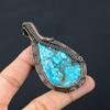 Turquoise Gemstone Pendant Pure Copper Wire Wrapped Handmade Jewelry