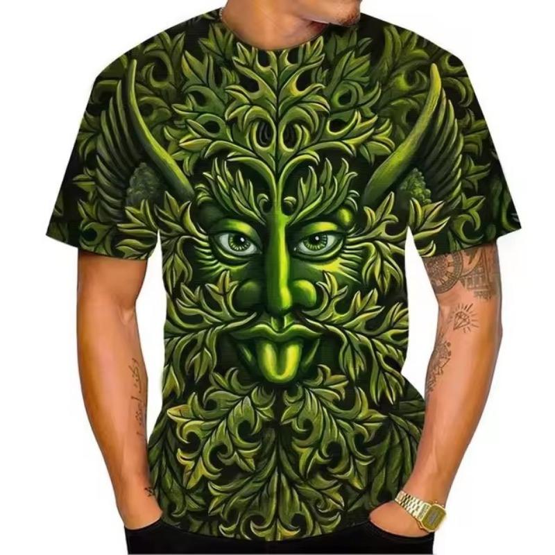 Новая мужская летняя модная футболка с изображением головы с 3D-принтом, интересный винтажный топ Harajuku с круглым вырезом и короткими рукавами размера плюс