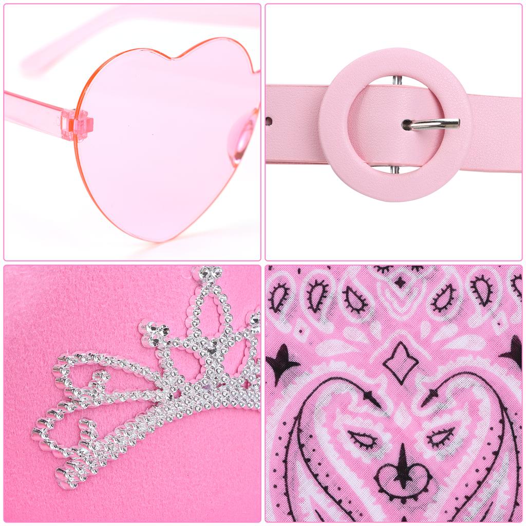 4 Pcs Cowgirl Hat Pink Cowboy Hat Tiara Pink Cowgirl Hat