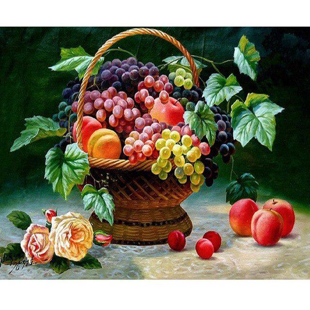 DIY 5D Diamond Painting Fruit Cross Stitch Mosaic Diamond Embroidery Full Round Picture of Rhinestone Kitchen Home Decor