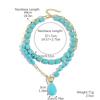 Necklace for Women Natural Turquoise Beaded Jewelry Niche Design Sense Double Teardrop Pendant Turquoise Necklace Beautiful Elegant Necklace for Her
