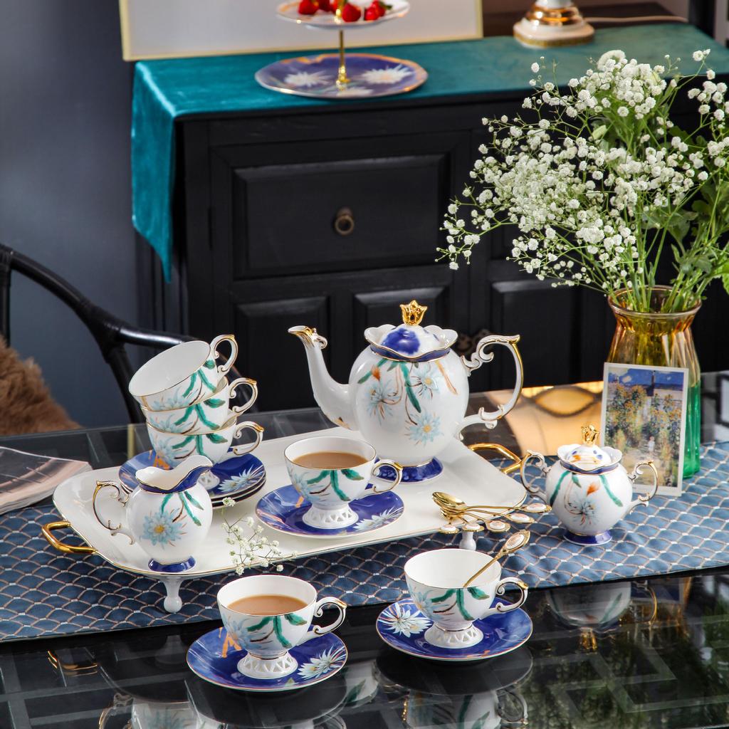 Кофейная чашка блюдце набор для послеобеденного чая изысканный костяной фарфор набор для воды чашка для цветочного чая бытовой набор с подносом