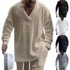 Autumn and Winter New Men's Jacquard Loose Knitting Solid Color Leisure V-neck Long Sleeve Sweater