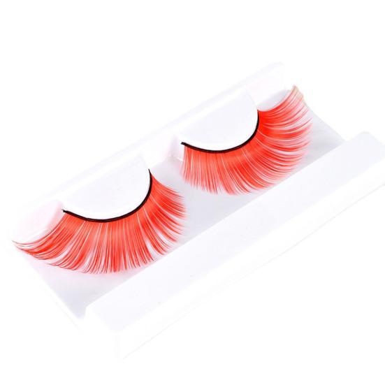 1 пара 3D цветных ресниц Мягкие пушистые ресницы из искусственного волокна 9 мм Наращивание ресниц с насыщенными цветами Хэллоуин Рождество Косплей Макияж Поддельный