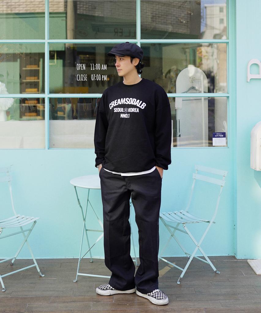 CREAM SODA LAB Lab Cr Nno1 Seoul Korea Acro Logo Sweatshirt Black