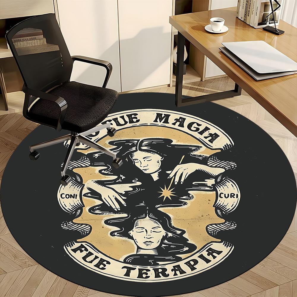 1pc Therapy Healing Relax Office Round Area Rug, Mat Suitable For Office, Under Office Chairs Bedroom Living Room Home Decor, Room Deco