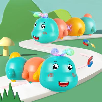 Электрическая магнитная игрушка-гусеница со светодиодной подсветкой и музыкой, игрушка-гусеница для ходьбы для малышей, игрушка-гусеница для ползания для мальчиков и девочек, музыкальная игрушка для времени на животике