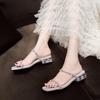 Fashion Summer Women Sandals Shoes Luxury Beach Ladies Clear Sandal Comfortable High Heels Woman Transparent Medium Heel New