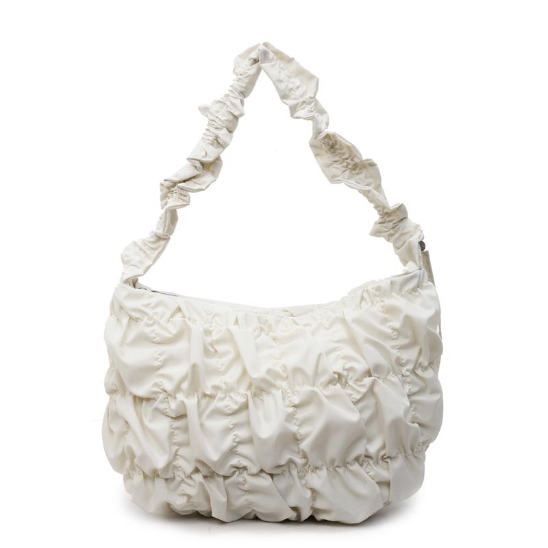 Sense of Luxury High Quality Wrinkles Cloth Shoulder Bags Solid Zipper Popularity Personality Crossbody Bags for Women 2025 New