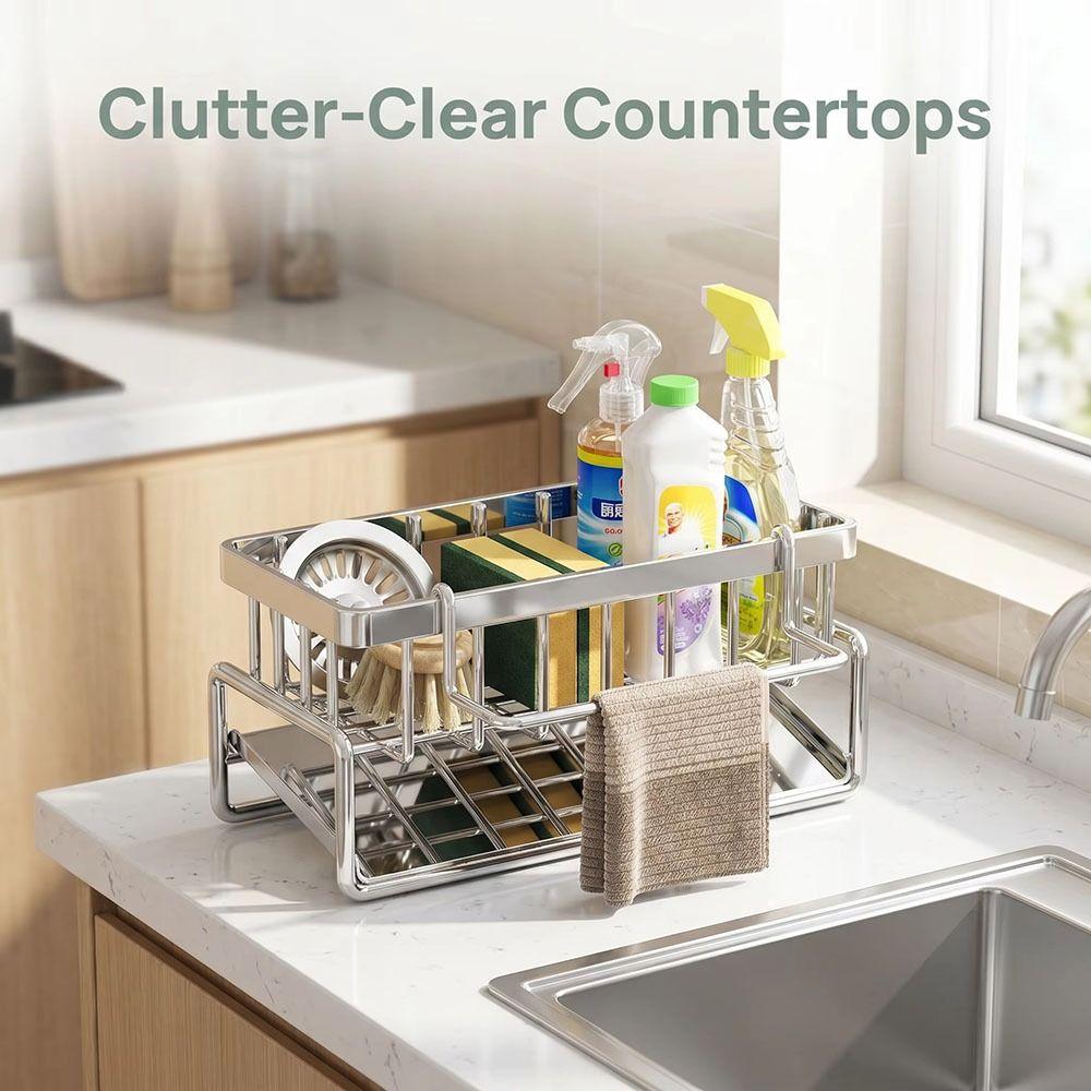 Space-Saving Kitchen Sink Draining Rack Multi-Functional Sink Shelf Sink Organizer Bathroom