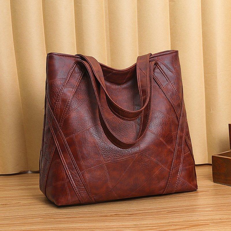 Tote Bag with Genuine Leather Texture Autumn Winter High-capacity Simplicity Advanced Feeling Versatile Unique Shoulder Bag