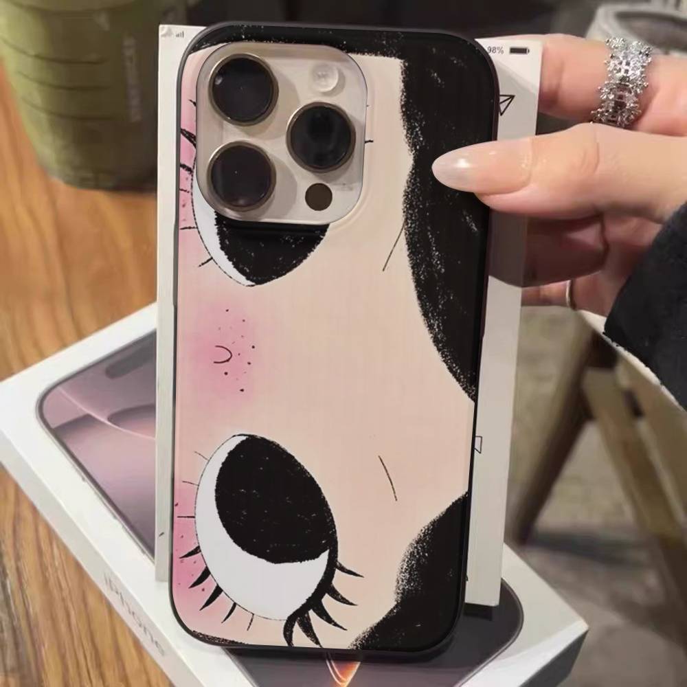 Чехол для телефона с большими глазами, девушка из комиксов, для IPhone 17 16 15 14 13 12 11 Pro Max Plus, гофрированный бампер, задняя крышка