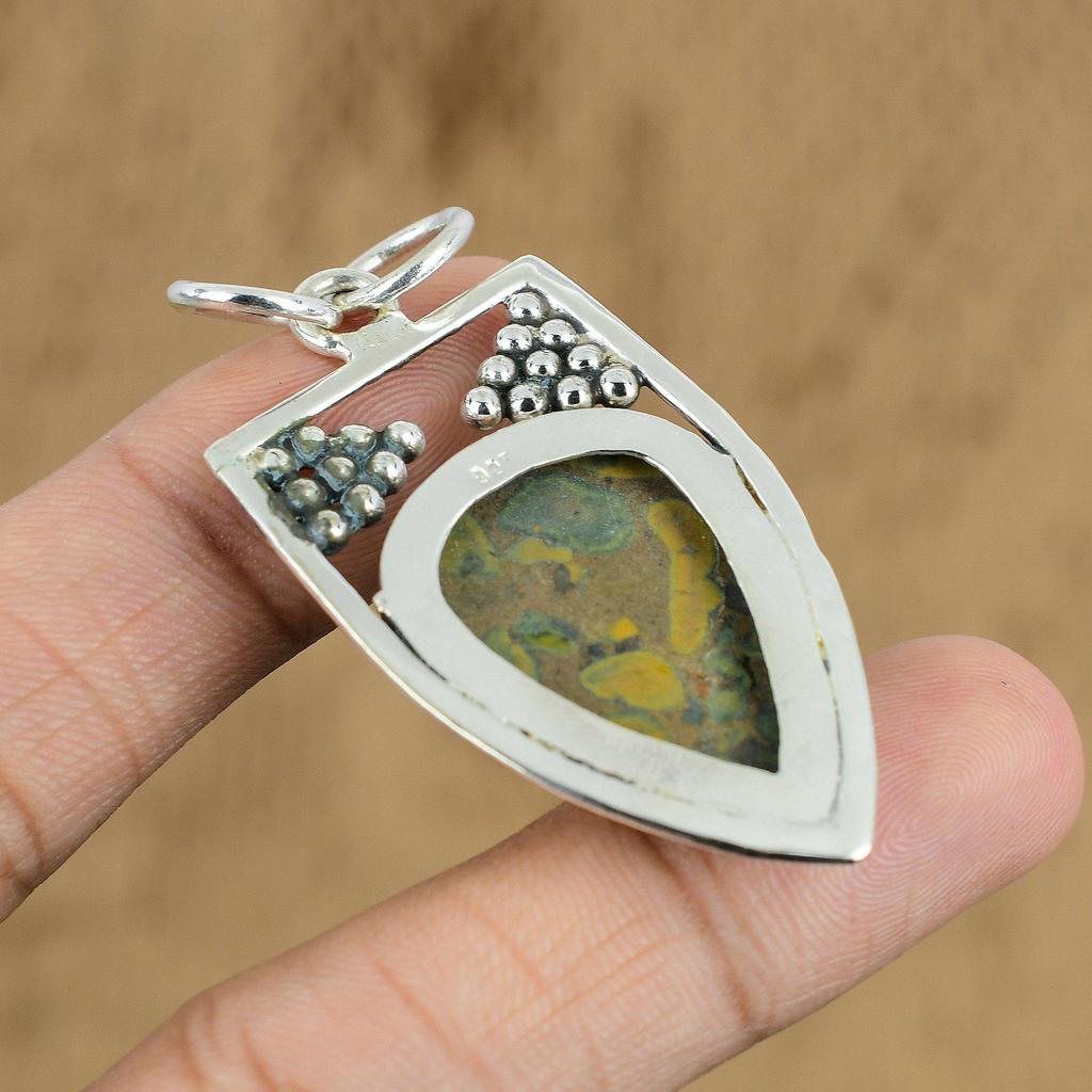 Rhyolite 925 sterling silver natural gemstone pendant