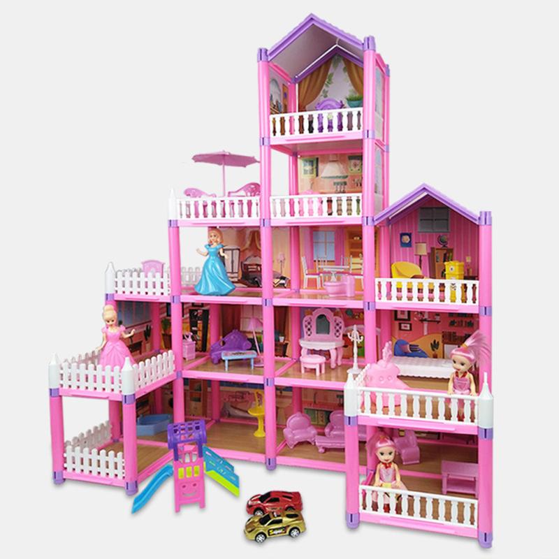 New! Doll House Girl Villa Princess Castle Set Children Play House Simulation Assembled Toys Gifts For