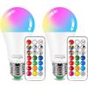 HYDONG LED Color E27 10W Color Changing Dimmable LED Bulbs 12 Color Choices, 21 Key Remote Control(Pack of 2)