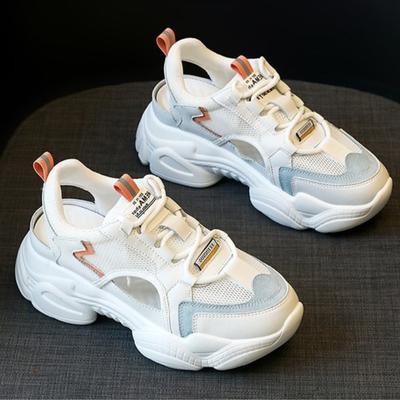 2024 Новые женские летние босоножки на платформе, удобные сетчатые женские туфли с открытым носком, повседневные белые туфли с вырезами