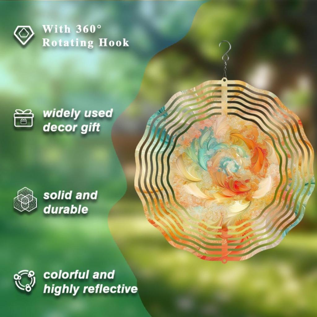 Vibrant Stained Glass Wind Chime with 360 Rotation Colorful Outdoor Decor for Garden Balcony Creative Gift Idea Hanging Ornament