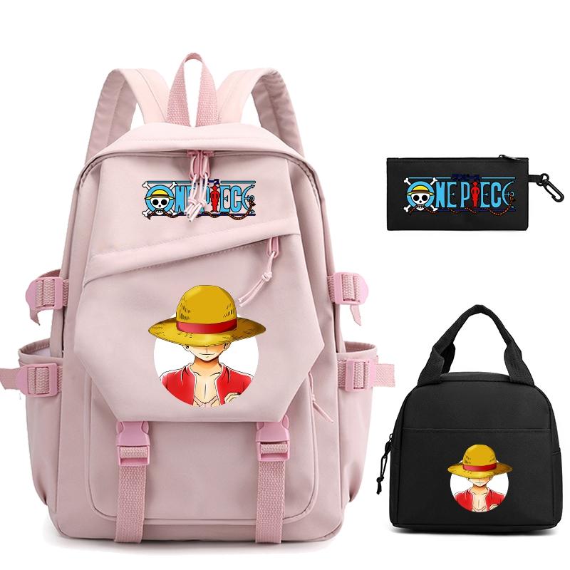 3 шт./компл., цельный нейлоновый рюкзак в стиле аниме с сумкой для обеда для девочек и мальчиков, школьный рюкзак для мужчин и женщин, дорожная сумка для отдыха