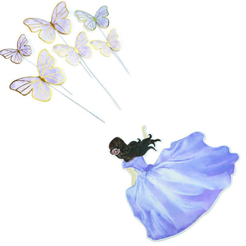 7 шт., украшение на торт в виде бабочки для девочек, логотип на торт, золотая фольга, украшение на день рождения ADM