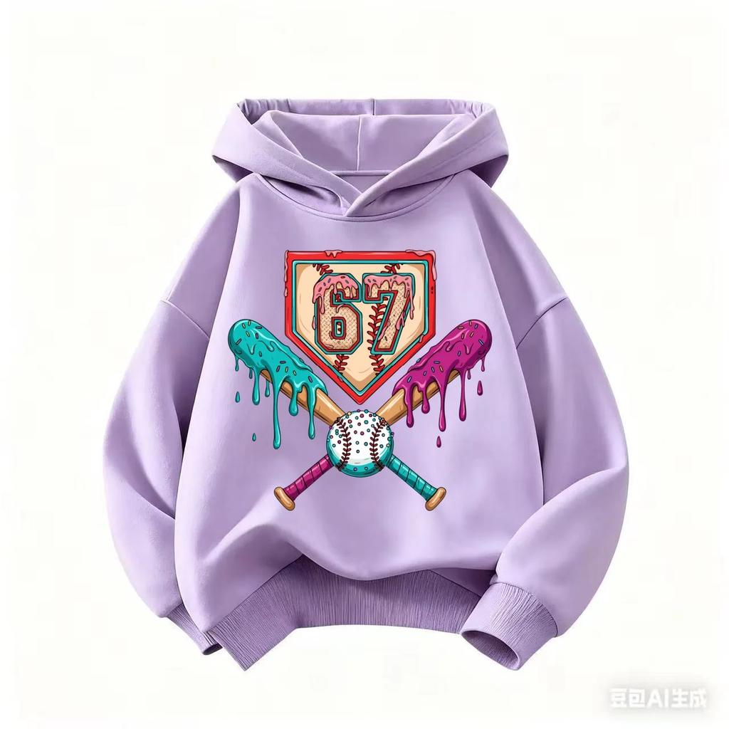 67 Kid Ice Cream Drip Meme Funny Six Seven Gen Alpha Slang Hoodies 6-7 Boys Girls Winter Hoodies