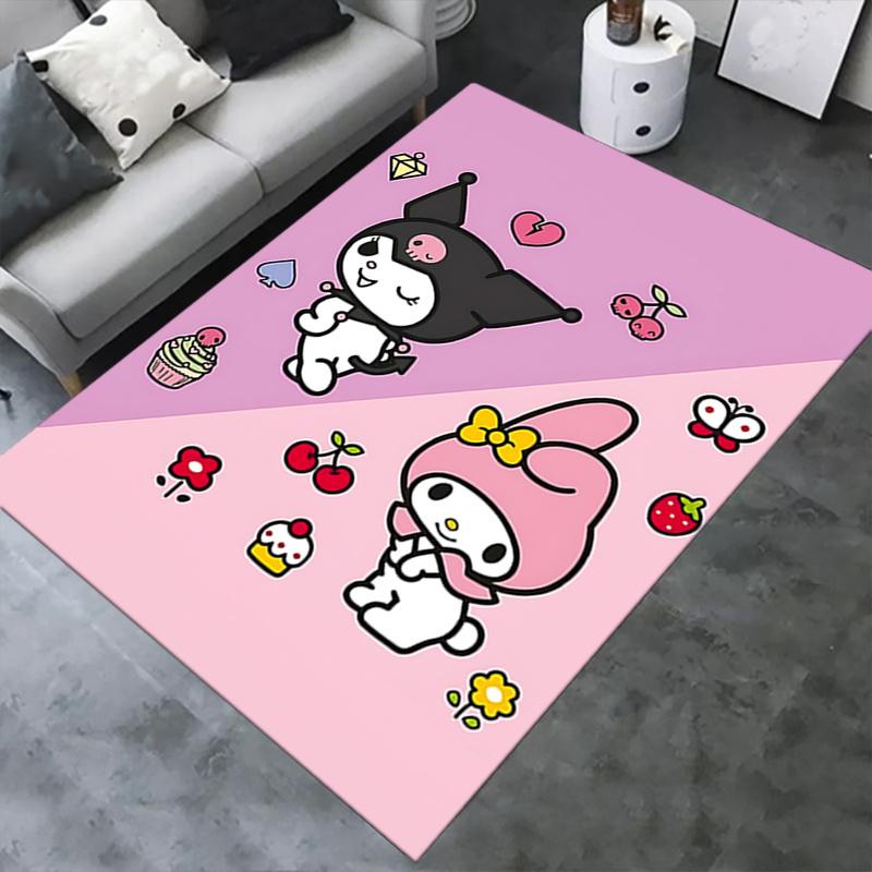 Office Rug Kuromi, My Melody Anti-Slip Rug, Machine Washable for Living Room, Bedroom, Office, Multiple Sizes, Bedroom Mat, Decorative Mat, Durable Ma