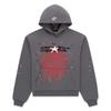 Sp5der Hoodie Oversized Thick Fleece Sweatshirt With Foil Print Spiderweb Design Men Winter Casual Wear